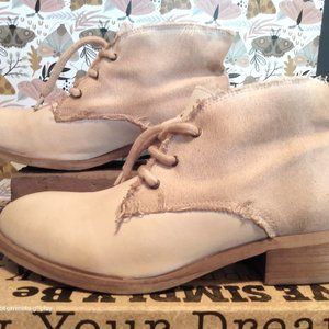 Felmini Blush Pink Leather/Cloth Ankle Boots Size 10